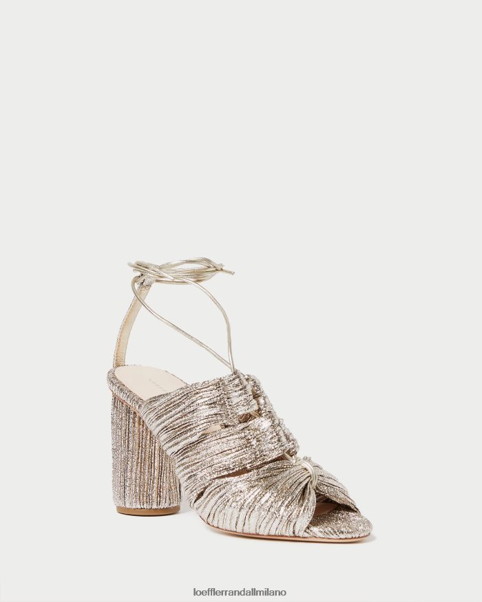 esso Loeffler Randall donne sandalo stringato plissettato teresa Champagne T4022J95 scarpe